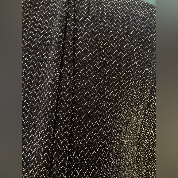 Slinky Brand Lurex Cardigan MED Silver & Black Tuxedo Front Lapels GREAT TOPPER - Picture 5 of 7
